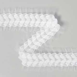 Ruffled Tulle Lace - white, 