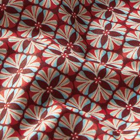 Cotton Cretonne flower tiles – burgundy/light taupe, 
