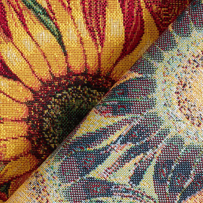 Decor Fabric Tapestry Fabric sunflowers – carmine/sunglow,  image number 4