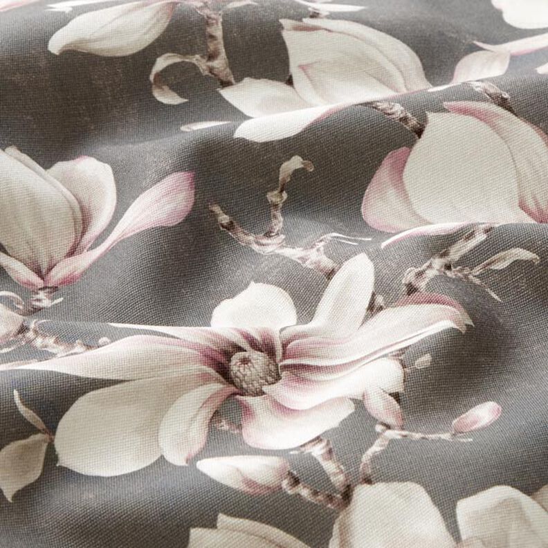 Outdoor Fabric Canvas magnolias – grey,  image number 2