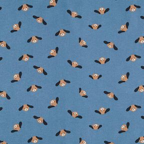 Cotton Flannel Dog Heads – denim blue, 