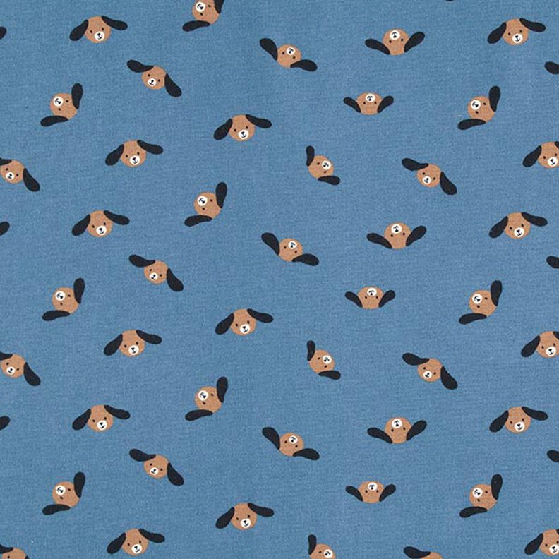 Cotton Flannel Dog Heads – denim blue,  image number 1