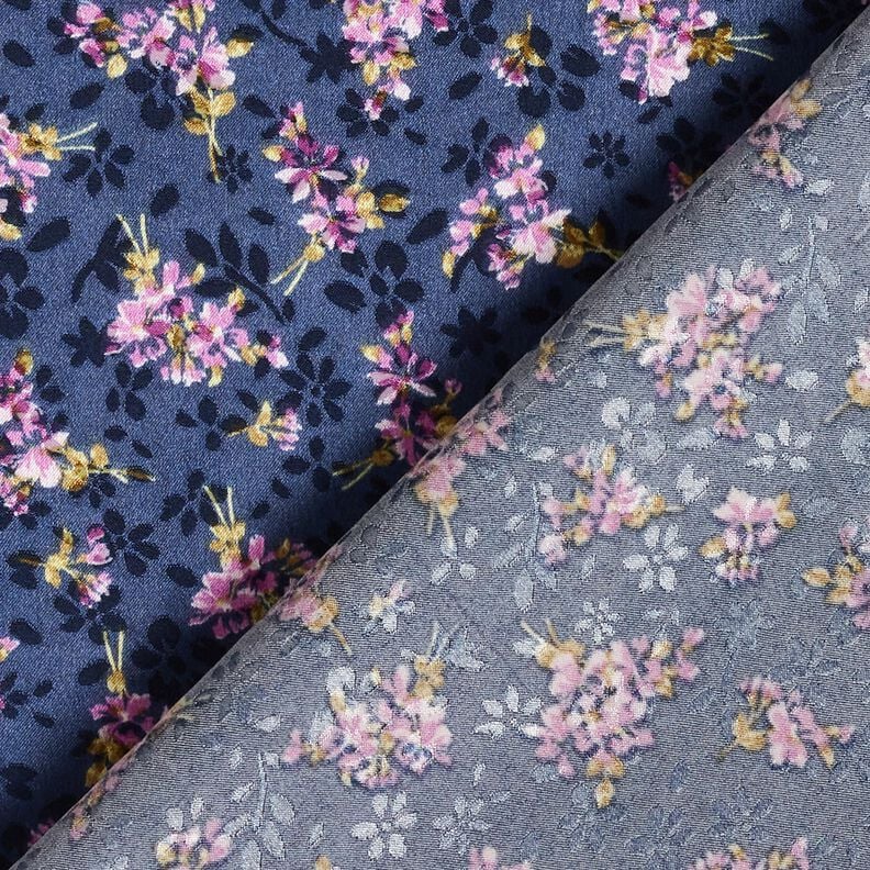 Stretch Satin Jacquard Floral Bouquets – navy blue, image number 4