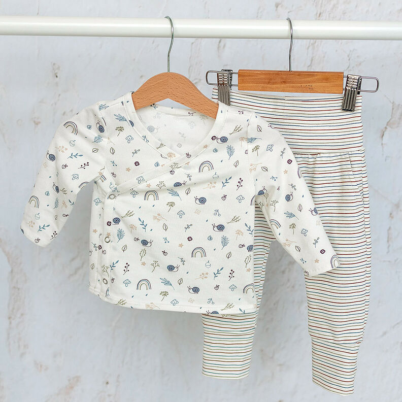 Cotton Jersey snails, mushrooms and rainbows – offwhite,  image number 8