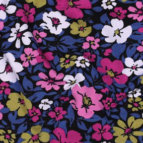 French Terry Flowers – black/indigo, 