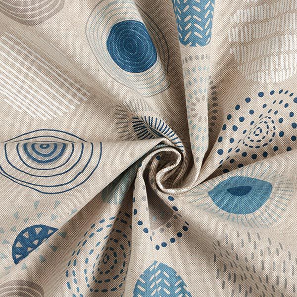 Decor Fabric Half Panama painted circles – dove blue/natural,  image number 3