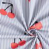Stretch Poplin Stripes and cherries – white/indigo,  thumbnail number 3