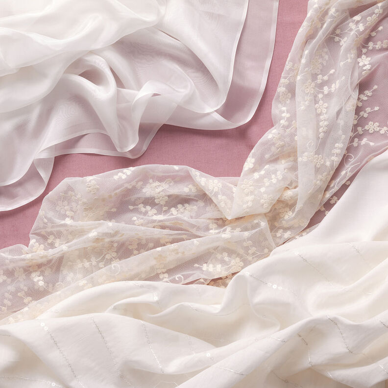 Sequinned voile cotton silk blend – white, image number 8