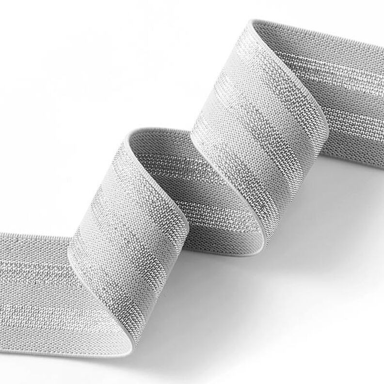 Striped Elastic [40 mm] – light grey/silver,  image number 2