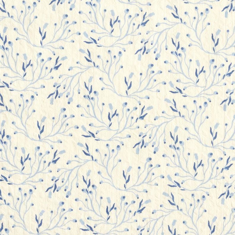 Seersucker delicate berry branches &ndash; offwhite/denim blue,  image number 1