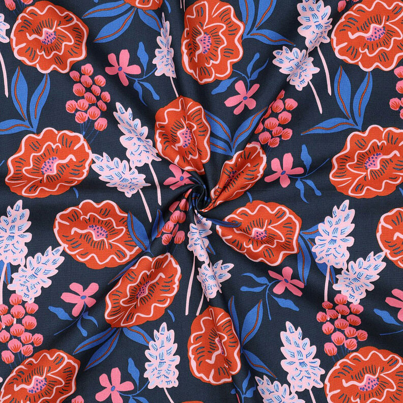 Cotton Poplin Fresh Flowers | Nerida Hansen – midnight blue,  image number 3