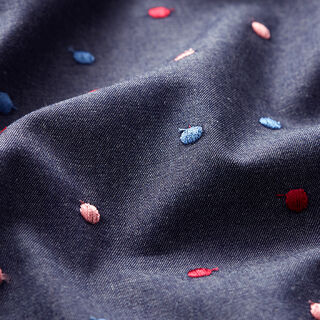 Chambray embroidered dots – navy blue, 