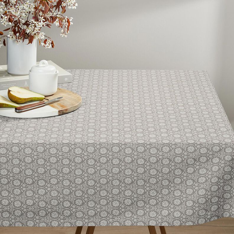 Cotton Cretonne Flowers and tendrils – silver grey/white,  image number 8
