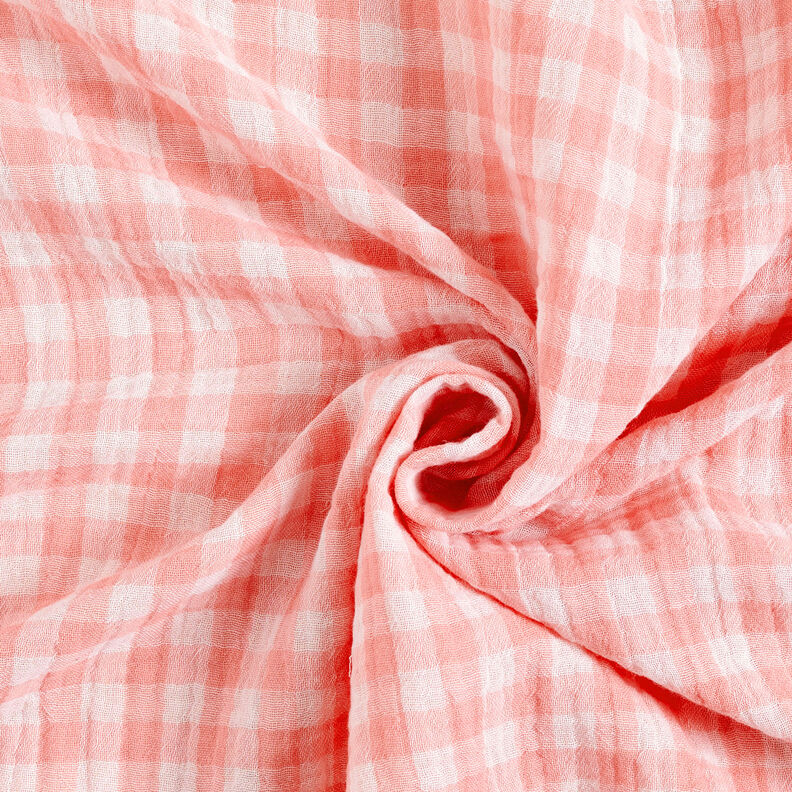 Double Gauze/Muslin Yarn dyed gingham – dusky pink/white,  image number 5