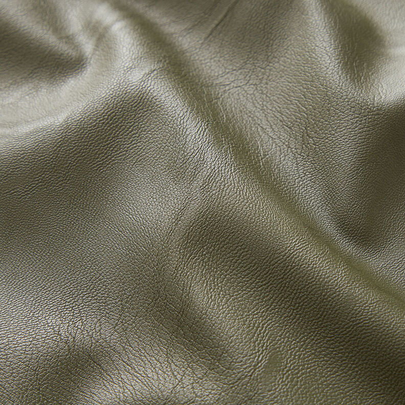 Stretch imitation leather plain – khaki,  image number 2