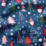 Cotton Poplin Gnomes and fir trees – blue,  thumbnail number 2