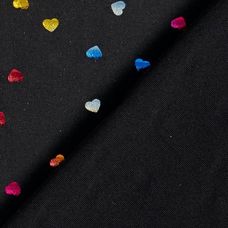 Foil jersey, colourful shimmering hearts &ndash; black,  image number 3