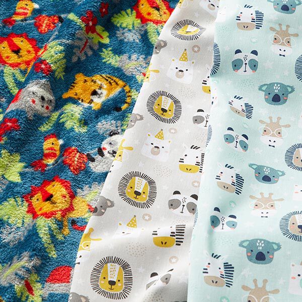 Cotton Poplin Party Animals – aqua blue, image number 5