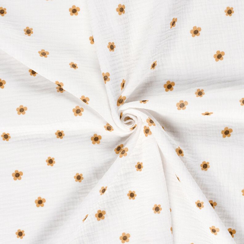 Double Gauze/Muslin Sunflowers – ivory/antique gold,  image number 3