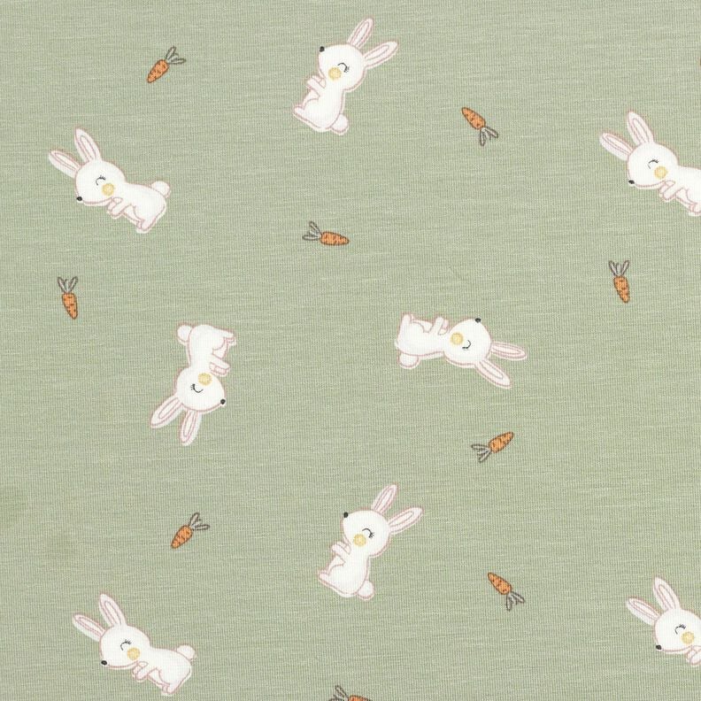 Bamboo Cotton Jersey Rabbit and carrot – greige,  image number 1
