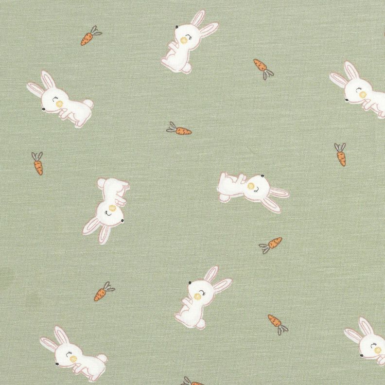 Bamboo Cotton Jersey Rabbit and carrot – greige, image number 1