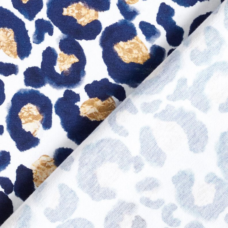 Cotton Jersey Leopard with Golden Spots | Glitzerpüppi – white/indigo,  image number 4