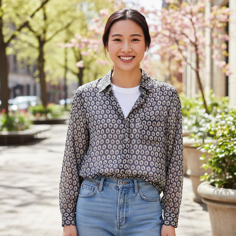 Chiffon Peacock Eye &ndash; navy blue/navy blue,  image number 6