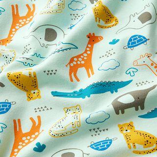 Cotton Jersey Jungle animals – mint, 