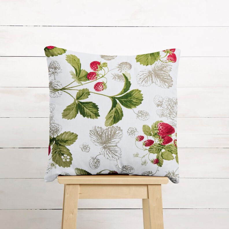 Decor Fabric Panama strawberries – white/carmine,  image number 7