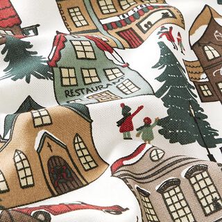 Decorative fabric half Panama winter berries – offwhite, 
