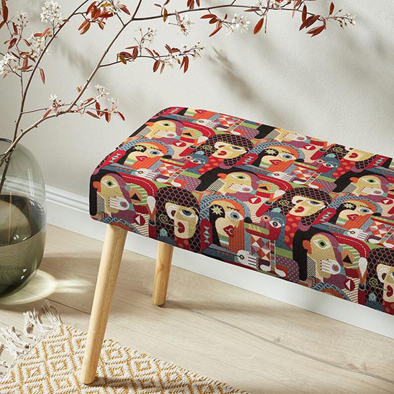 Abstract Faces Decor Tapestry Fabric – black,  image number 6