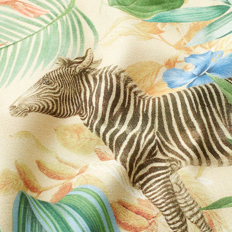 Decor Fabric Half Panama jungle animals – beige/green,  image number 2