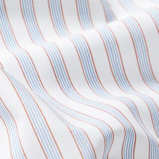 Bi-colour stripes cotton fabric – white/light blue, 
