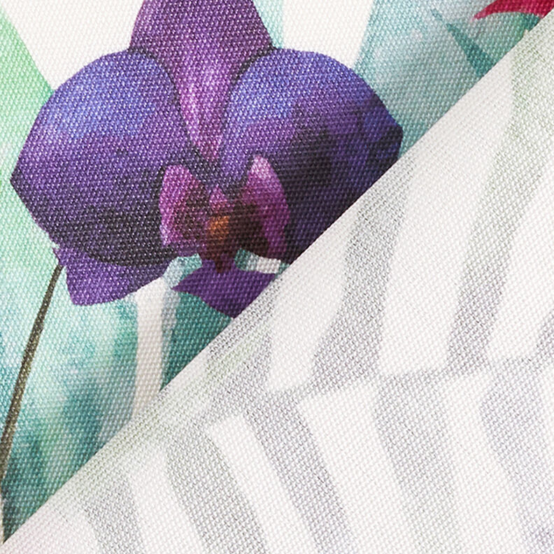 Outdoor Fabric Canvas Exotic flowers – white/green,  image number 4