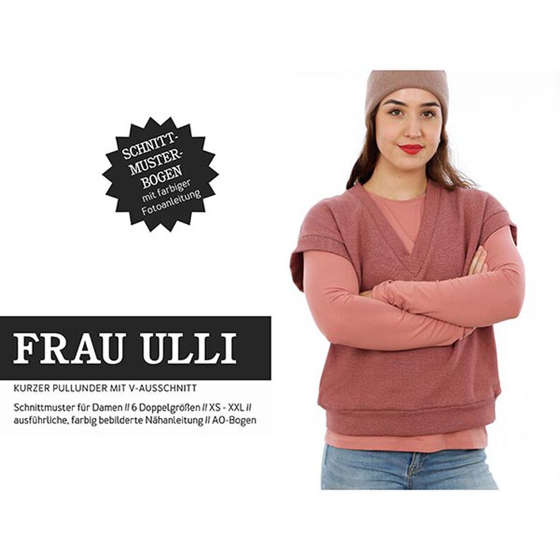 FRAU ULLI - short sleeveless jumper with a V-neck, Studio Schnittreif  | XS -  XXL,  image number 1