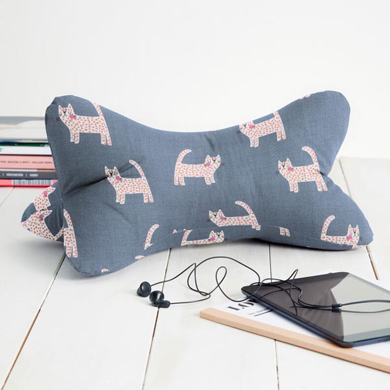 Decor Fabric Half Panama Cats – dark grey,  image number 7