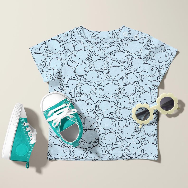 Cotton Blend Jersey Elephant swarm – silver blue, image number 6