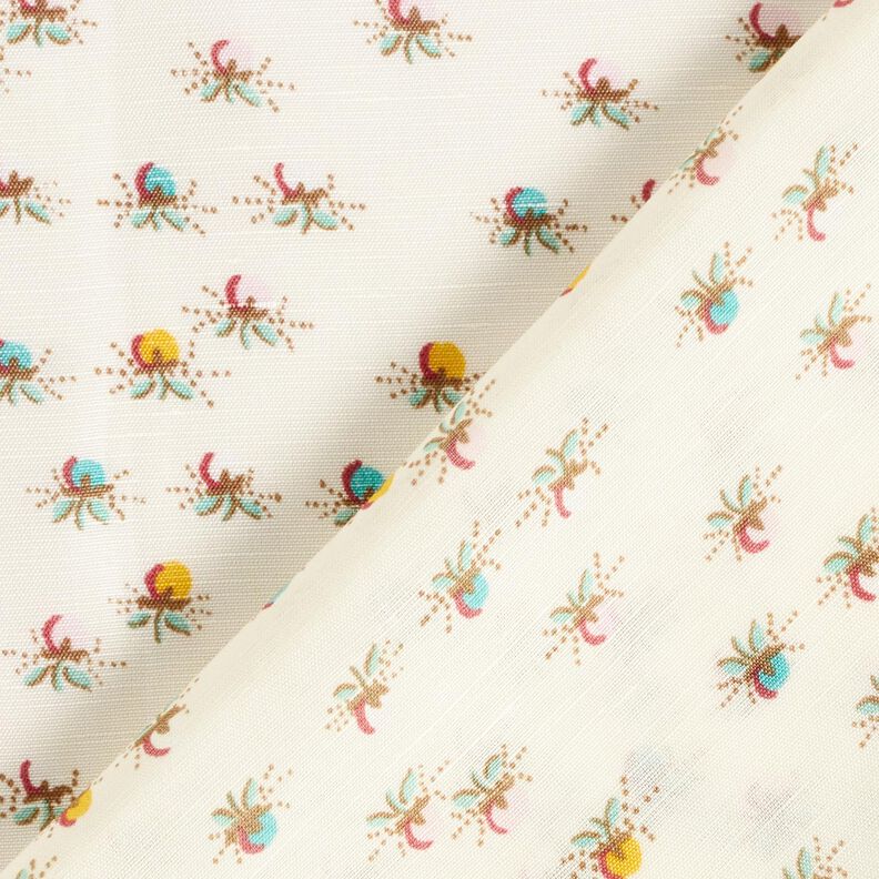 Fabric flowers shiny cotton fabric – offwhite,  image number 4