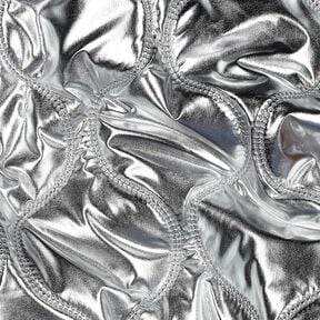 Quilted Fabric serpentine lines – metallic silver, 