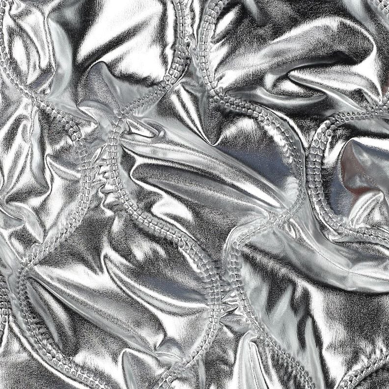Quilted Fabric serpentine lines – metallic silver, image number 2