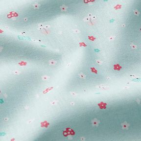 Poplin Hedgehog and Mushrooms – baby blue, 