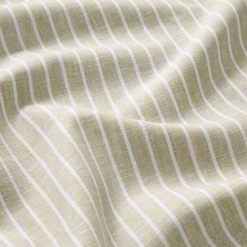 Linen Cotton Blend broad stripes &ndash; dark beige/white,  image number 2