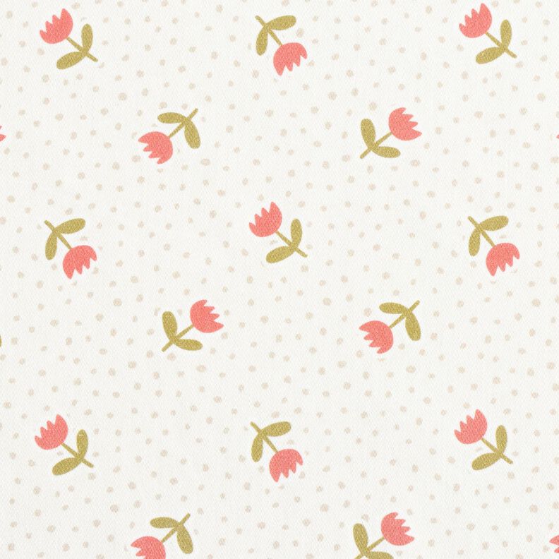 Decor Fabric Sateen cute tulips – ivory/lobster,  image number 1