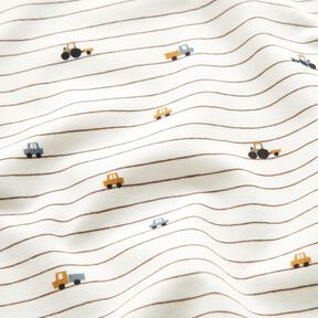 Cotton Jersey Mini vehicles on stripes – offwhite, 