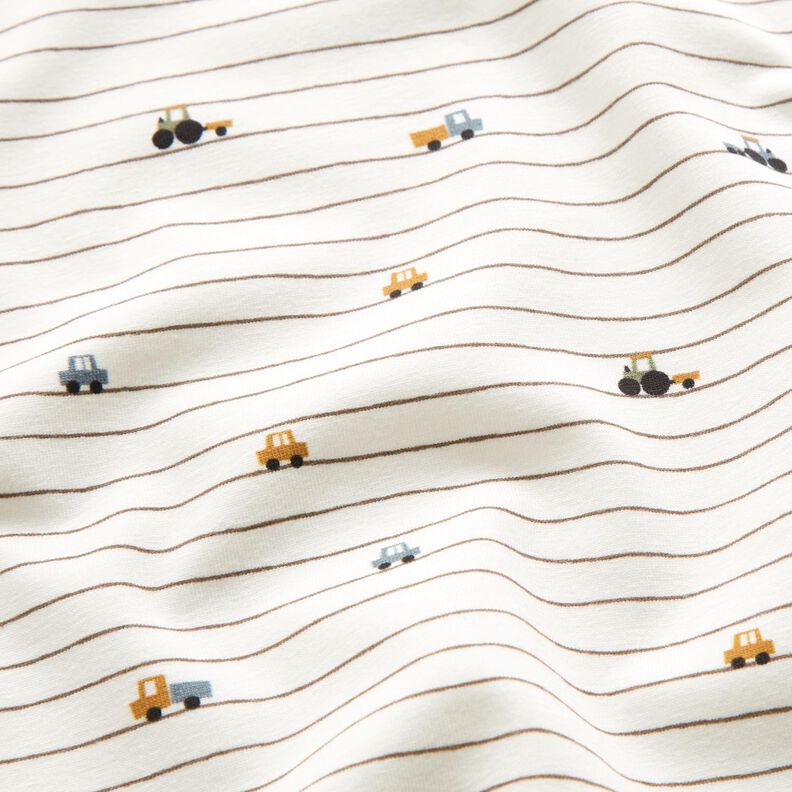 Cotton Jersey Mini vehicles on stripes – offwhite,  image number 2