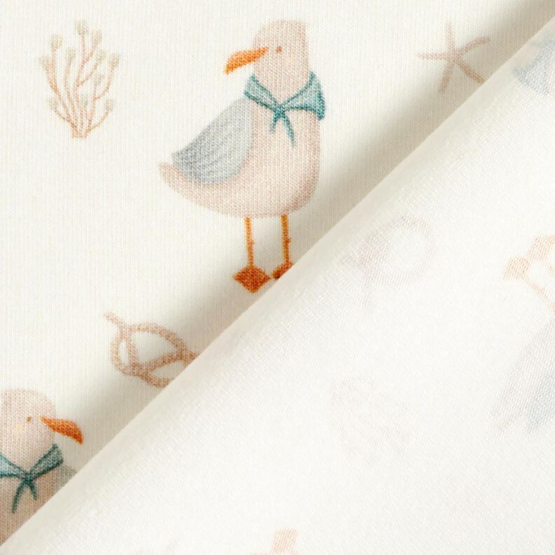 Cotton Jersey Seagull, starfish, knots Digital Print – offwhite, image number 4