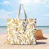 Decor Fabric Half Panama minimalist leaves – mustard/natural,  thumbnail number 8
