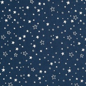 Cotton Poplin Foil Print Christmas Stars – midnight blue/metallic silver, 