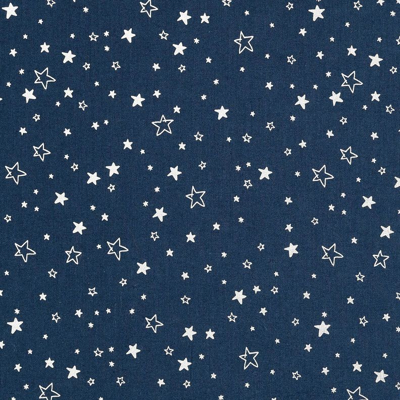 Cotton Poplin Foil Print Christmas Stars – midnight blue/metallic silver,  image number 1