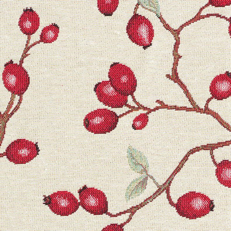 Decor Fabric Tapestry Fabric Rosehips – light beige/red,  image number 9